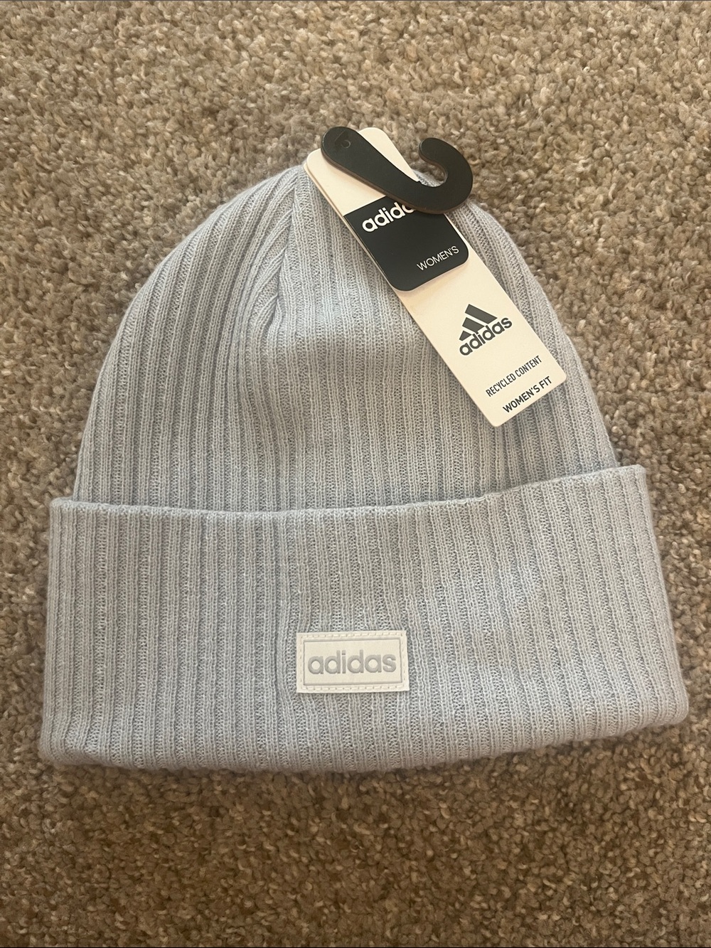 NWT!!! Womens 4 INCH CUFF FOLD BEANIE HALO BLUE/WHITE/CLEAR ONIX GREY
